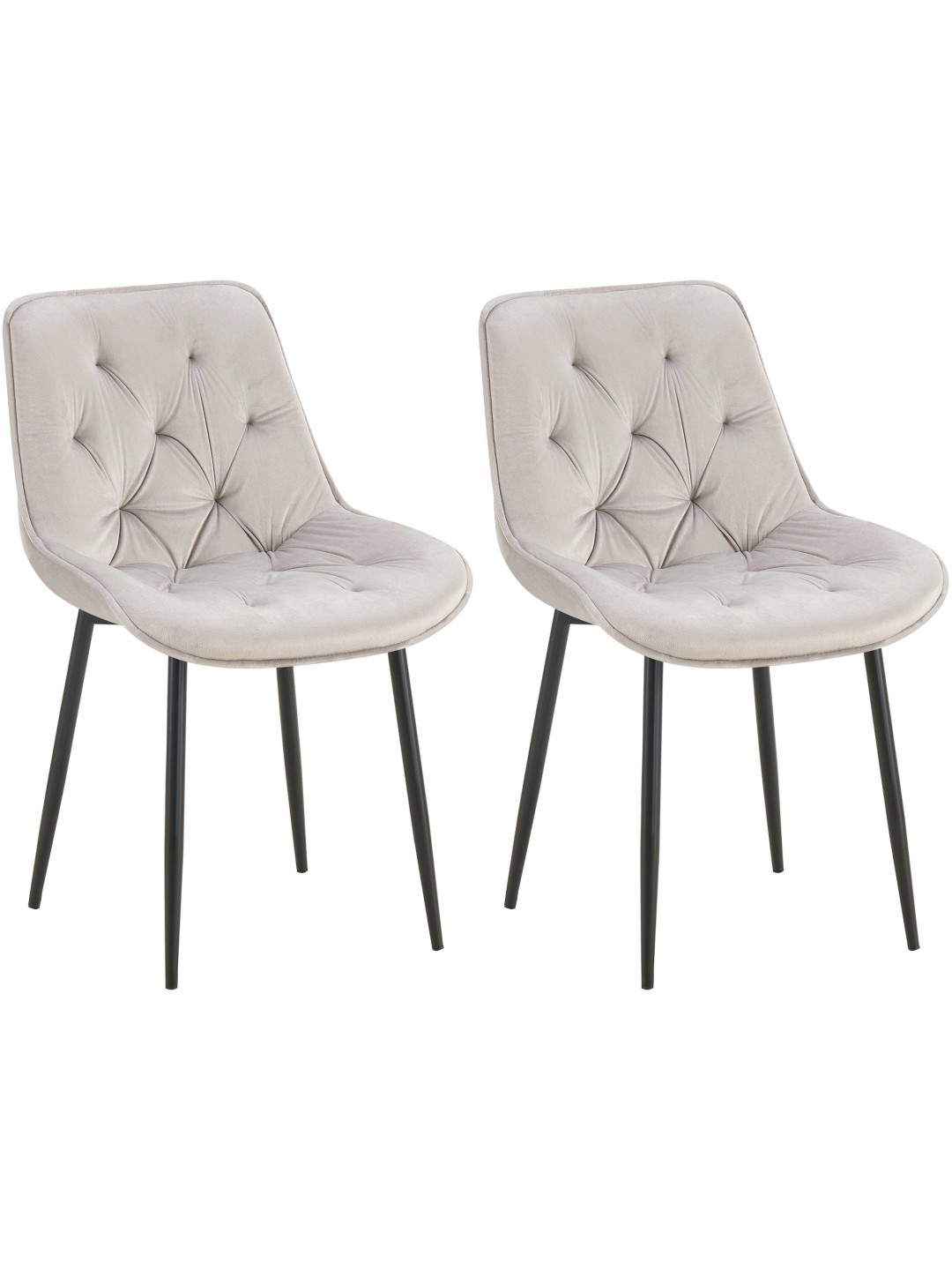 Lot de 2 chaises de salle à manger Wallace velours, gris