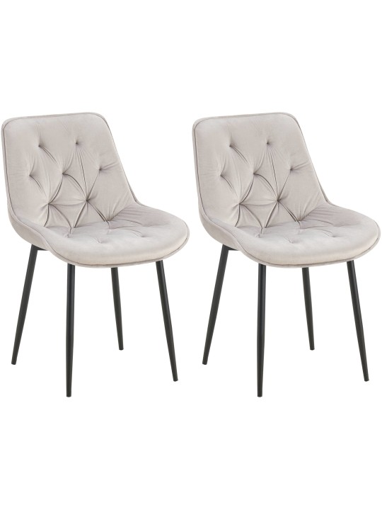 Lot de 2 chaises de salle à manger Wallace velours, gris Lot de 2 chaises de salle à manger Wallace velours, gris