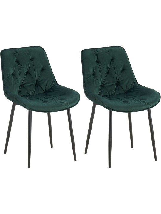 Lot de 2 chaises de salle à manger Wallace velours, vert Lot de 2 chaises de salle à manger Wallace velours, vert