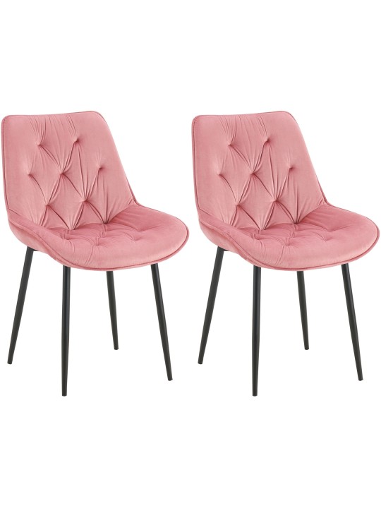 Lot de 2 chaises de salle à manger Wallace velours, rose Lot de 2 chaises de salle à manger Wallace velours, rose