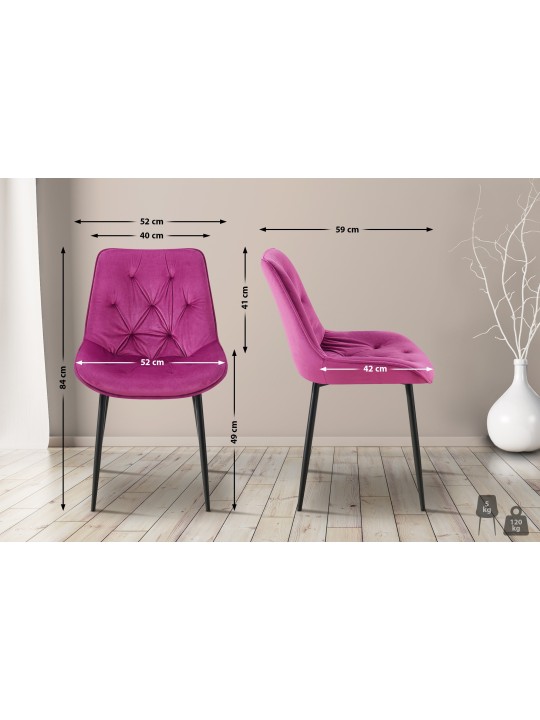 Lot de 2 chaises de salle à manger Wallace velours, lilas Lot de 2 chaises de salle à manger Wallace velours, lilas