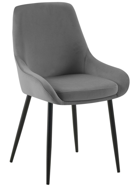 Chaise de salle à manger en velours Elmira, gris foncé Chaise de salle à manger en velours Elmira, gris foncé