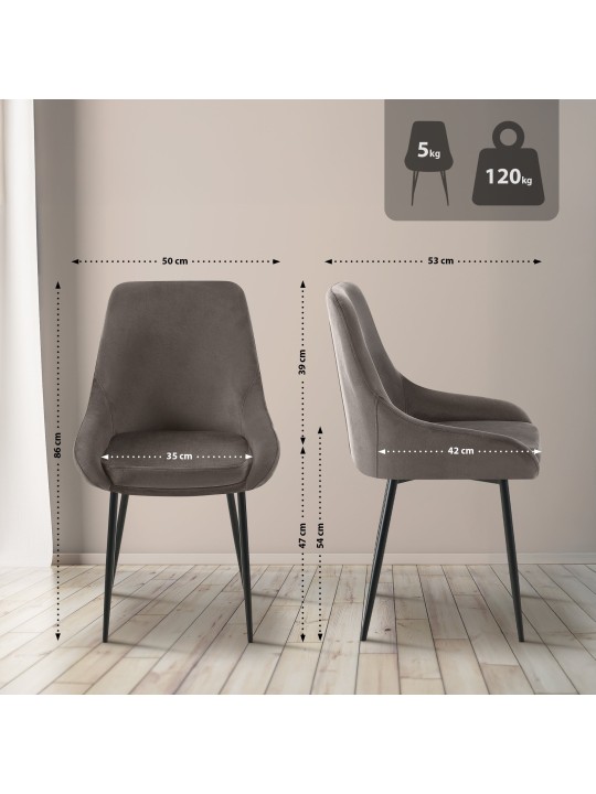 Chaise de salle à manger en velours Elmira, anthracite Chaise de salle à manger en velours Elmira, anthracite