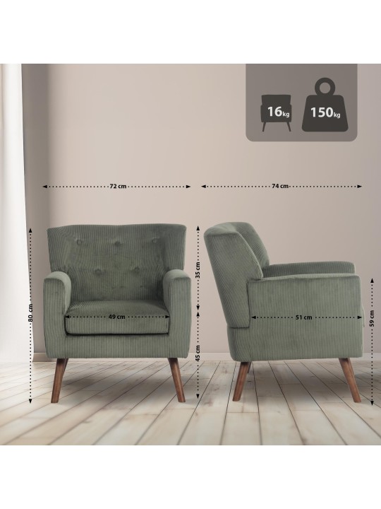 Fauteuil Kioni Cord, vert