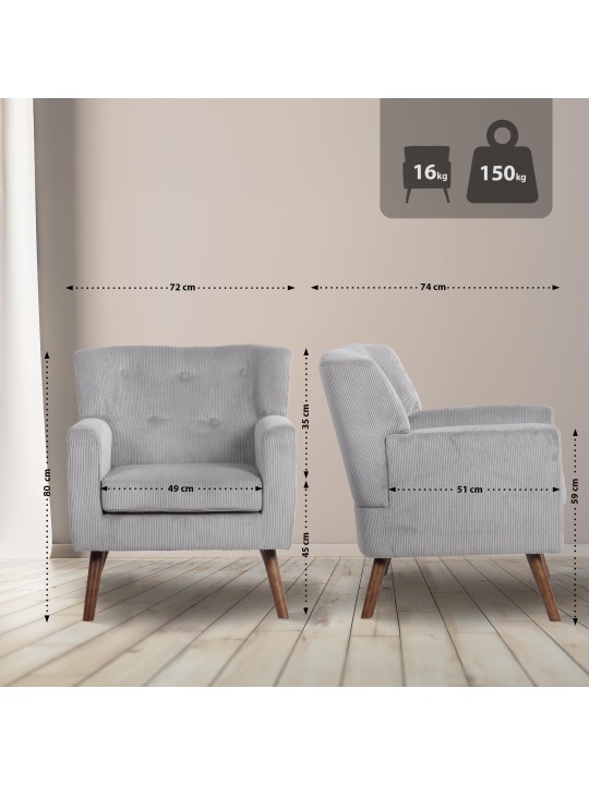 Fauteuil Kioni Cord, gris