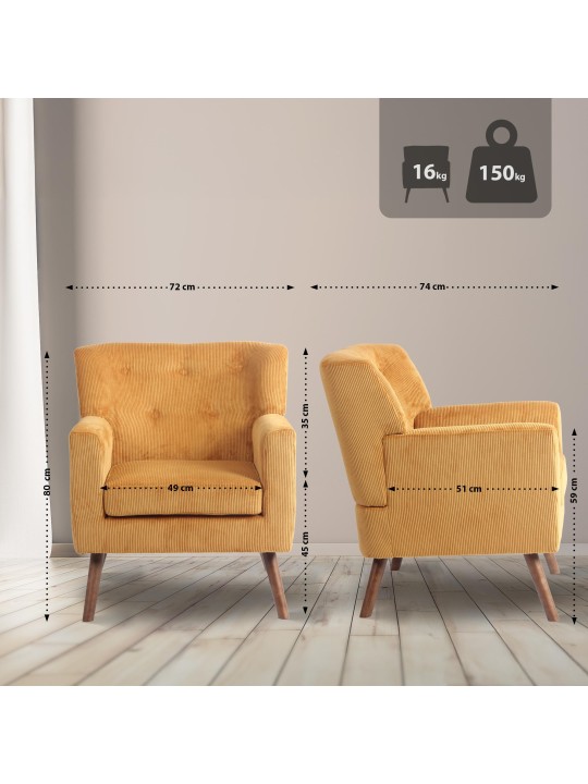 Fauteuil Kioni Cord, orange