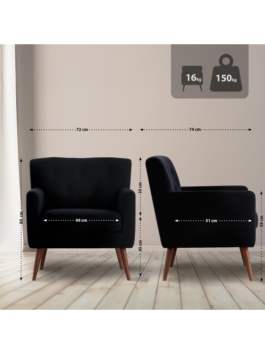 Fauteuil Kioni Cord, noir Fauteuil Kioni Cord, noir