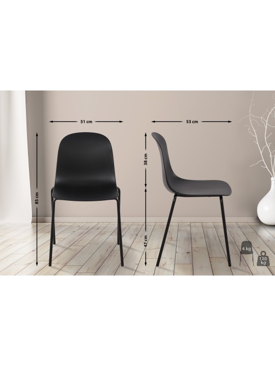 Lot de 2 chaises Hardin, noir Lot de 2 chaises Hardin, noir