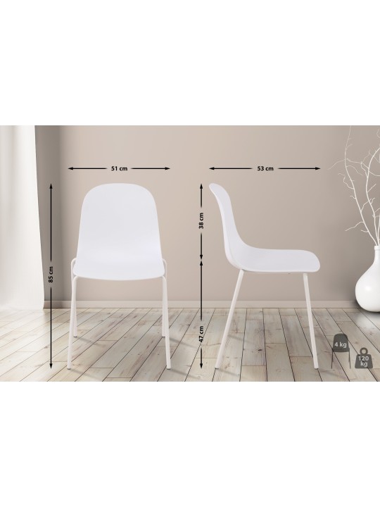 Lot de 2 chaises Hardin, blanc