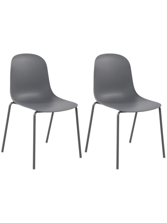 Lot de 2 chaises Hardin, gris foncé