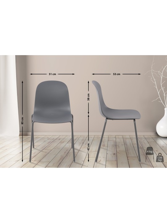 Lot de 2 chaises Hardin, gris foncé