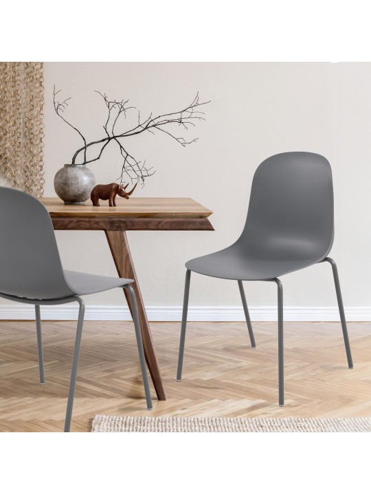 Lot de 2 chaises Hardin, gris foncé