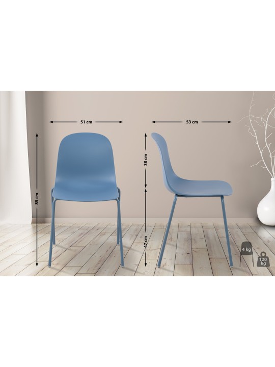 Lot de 2 chaises Hardin, bleu