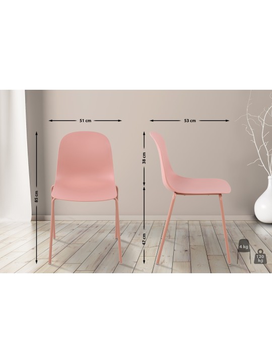 Lot de 2 chaises Hardin, rose