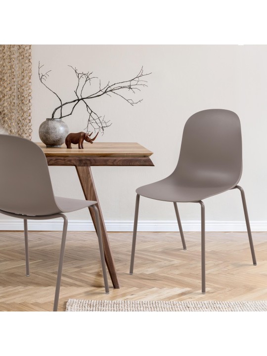 Lot de 2 chaises Hardin, taupe