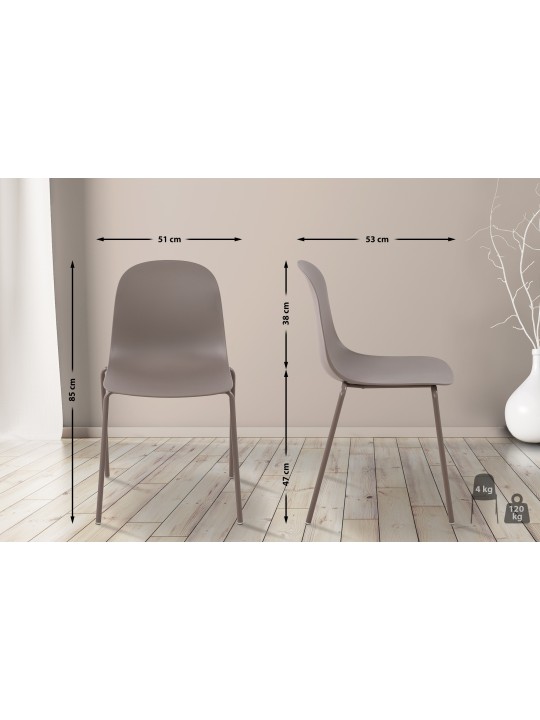 Lot de 2 chaises Hardin, taupe