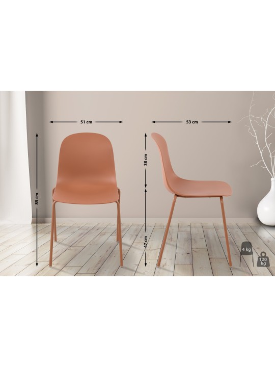 Lot de 2 chaises Hardin, terre cuite