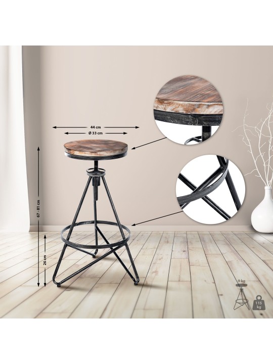 Lot de 2 tabourets de bar Karla, argent