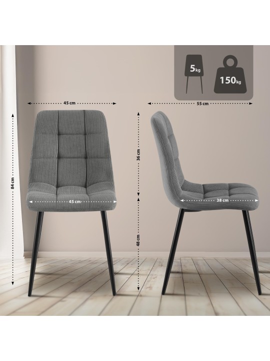 Chaise de salle à manger Tilde Cord, gris