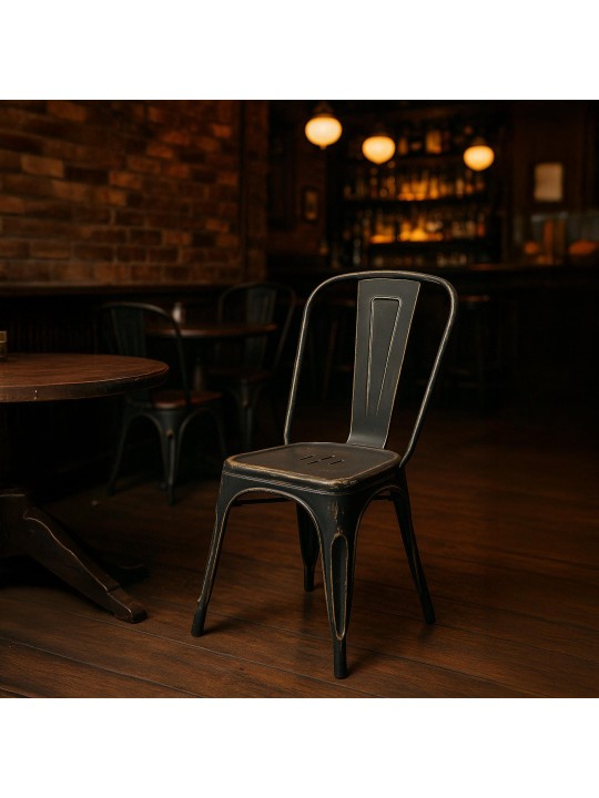 Ensemble de 4 chaises Benedikt anciennes, noir-or