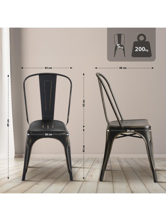 Ensemble de 4 chaises Benedikt anciennes, noir-or