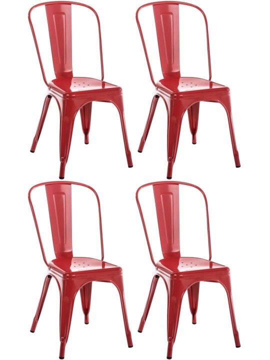 Ensemble de 4 chaises Benedikt, rouge Ensemble de 4 chaises Benedikt, rouge