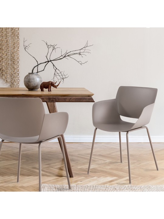 Lot de 2 chaises Alpena, taupe