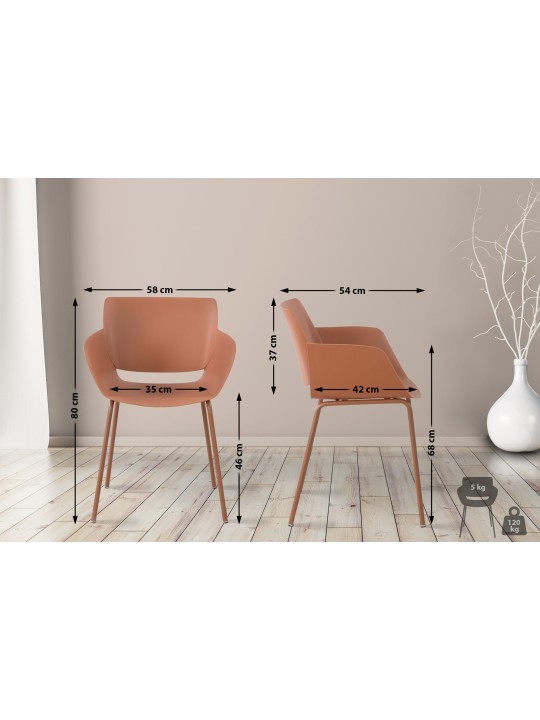 Lot de 2 chaises Alpena, terre cuite