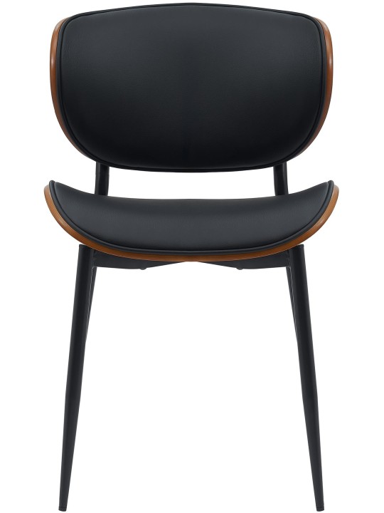 Lot de 2 chaises de salle à manger Enid simili cuir, noyer/noir