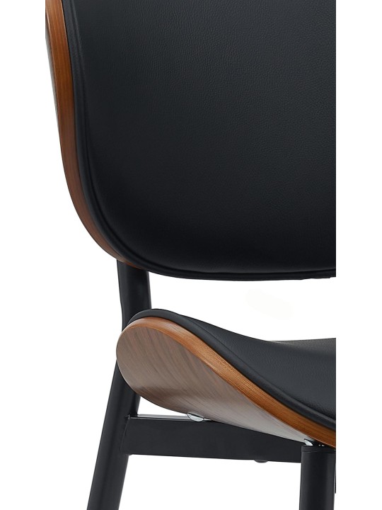 Lot de 2 chaises de salle à manger Enid simili cuir, noyer/noir