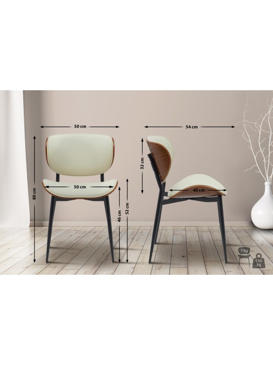 Lot de 2 chaises de salle à manger Enid simili cuir, noyer/crème Lot de 2 chaises de salle à manger Enid simili cuir, noyer/crème