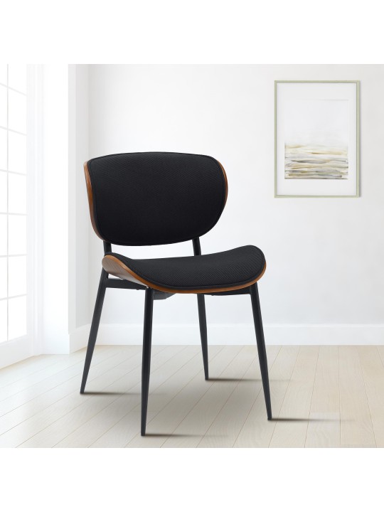 Lot de 2 chaises de salle à manger Enid tissu, noyer/noir Lot de 2 chaises de salle à manger Enid tissu, noyer/noir