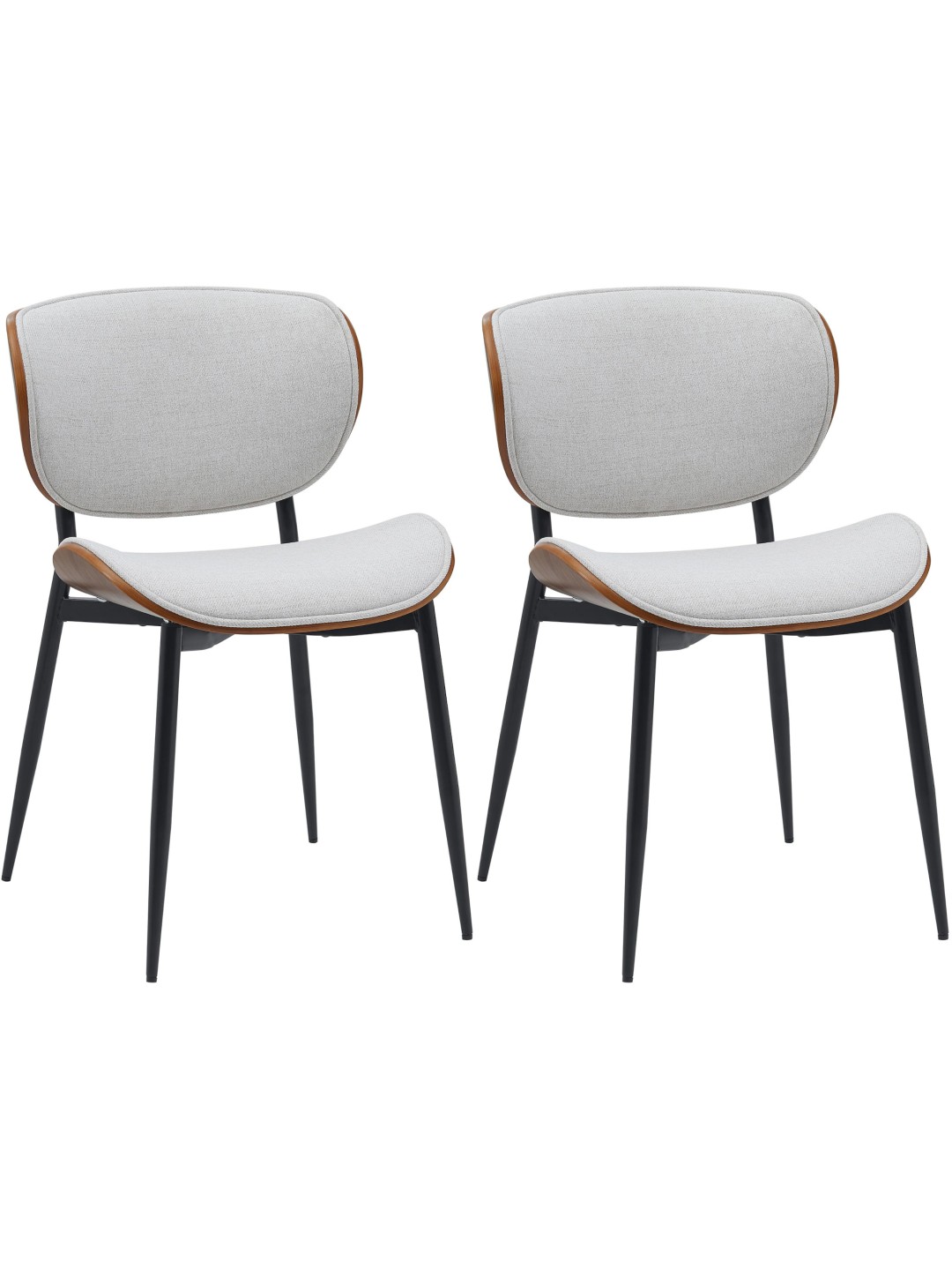 Lot de 2 chaises de salle à manger Enid tissu, noyer/crème