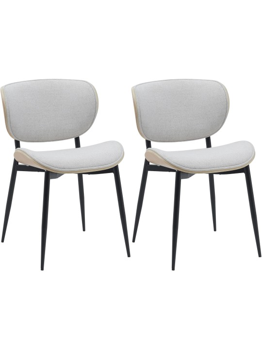 Lot de 2 chaises de salle à manger Enid tissu, naturel/crème