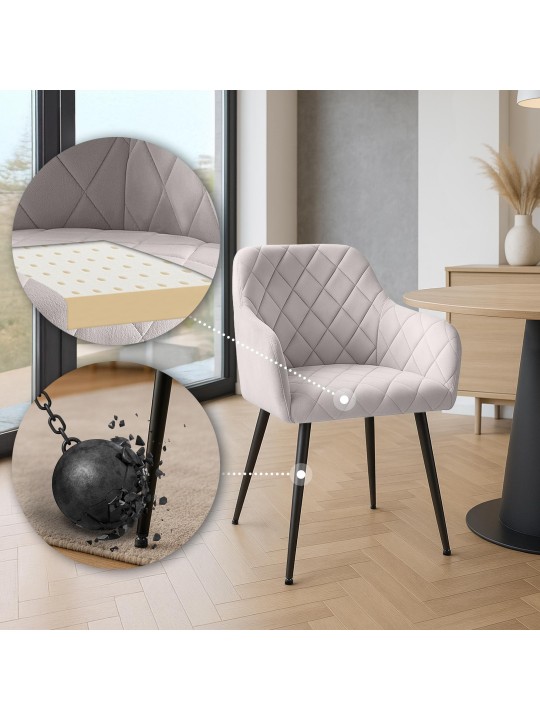 Chaise de salle à manger Monett velours B, gris Chaise de salle à manger Monett velours B, gris