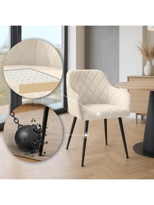 Chaise de salle à manger Monett velours B, crème Chaise de salle à manger Monett velours B, crème