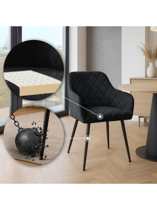 Chaise de salle à manger Monett velours B, noir Chaise de salle à manger Monett velours B, noir