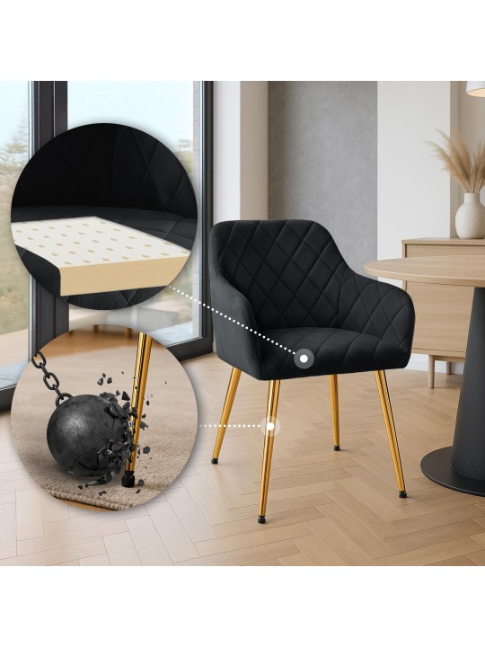 Chaise de salle à manger Monett velours G, noir Chaise de salle à manger Monett velours G, noir