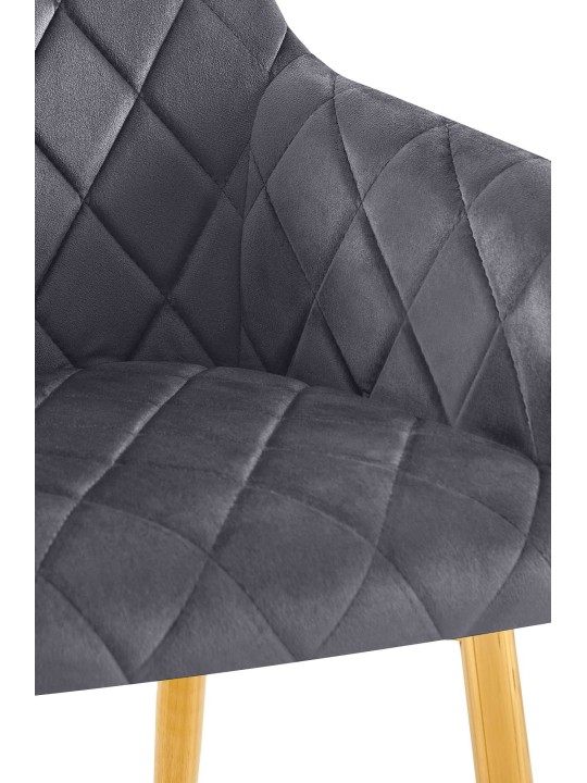 Lot de 2 chaises de salle à manger Monett velours G, gris foncé