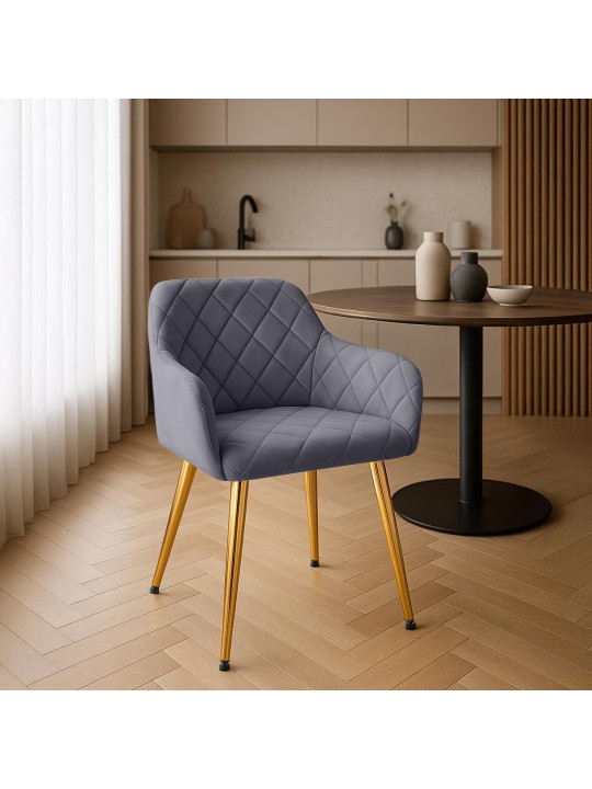 Lot de 2 chaises de salle à manger Monett velours G, gris foncé