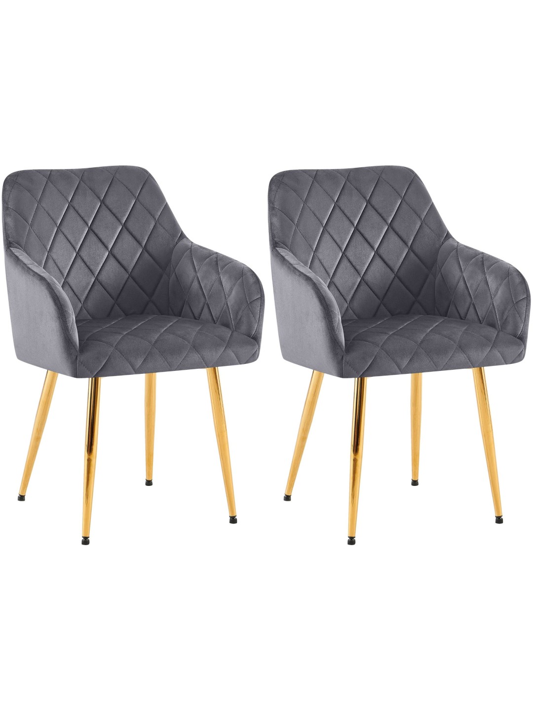 Lot de 2 chaises de salle à manger Monett velours G, gris foncé