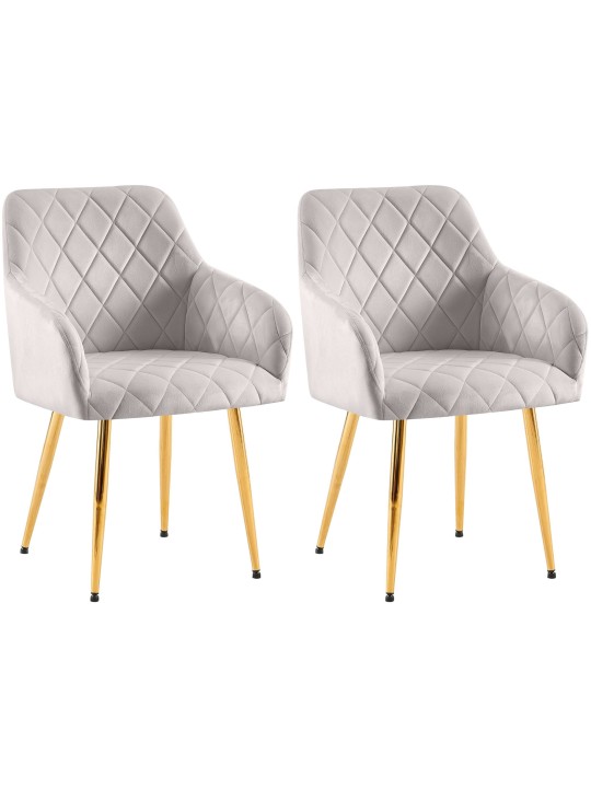 Lot de 2 chaises de salle à manger Monett velours G, gris Lot de 2 chaises de salle à manger Monett velours G, gris