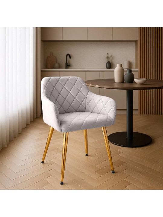 Lot de 2 chaises de salle à manger Monett velours G, gris Lot de 2 chaises de salle à manger Monett velours G, gris