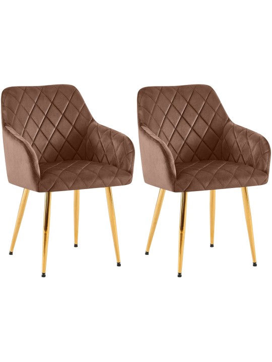 Lot de 2 chaises de salle à manger Monett velours G, brun