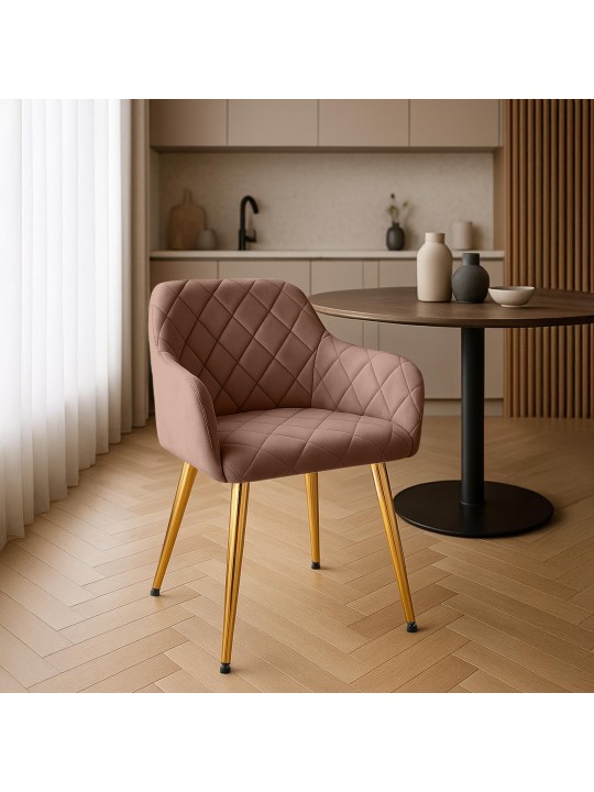 Lot de 2 chaises de salle à manger Monett velours G, brun