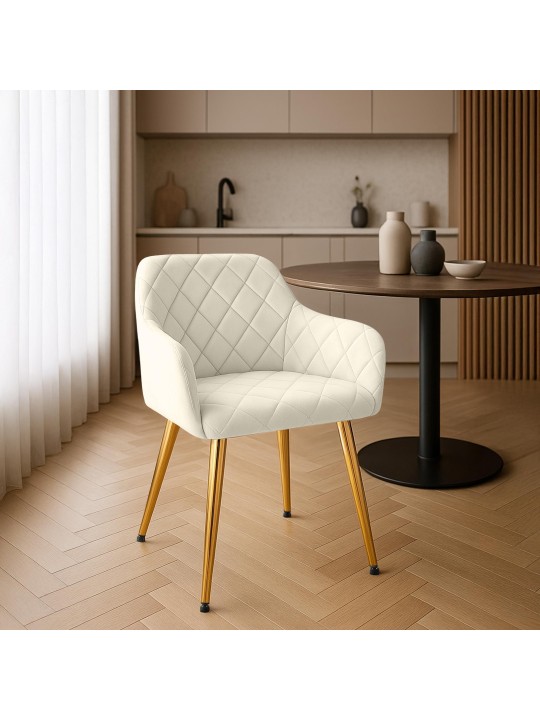 Lot de 2 chaises de salle à manger Monett velours G, crème
