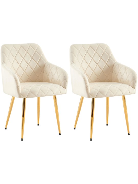 Lot de 2 chaises de salle à manger Monett velours G, crème