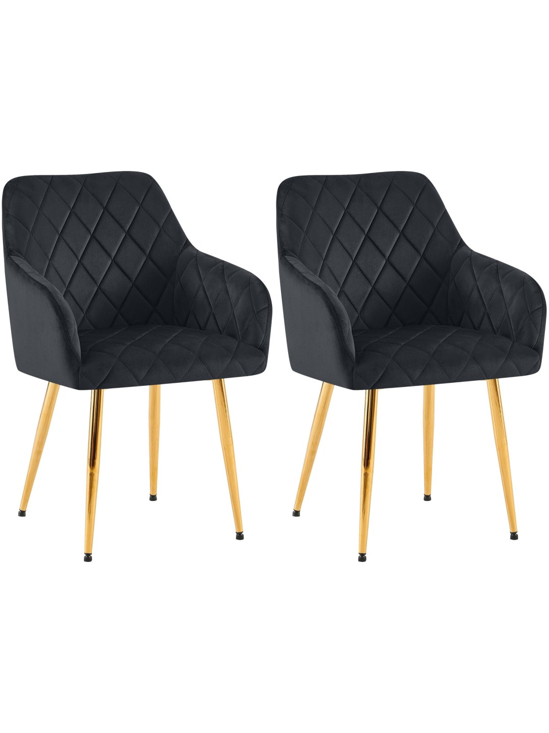 Lot de 2 chaises de salle à manger Monett velours G, noir