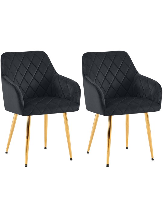 Lot de 2 chaises de salle à manger Monett velours G, noir Lot de 2 chaises de salle à manger Monett velours G, noir