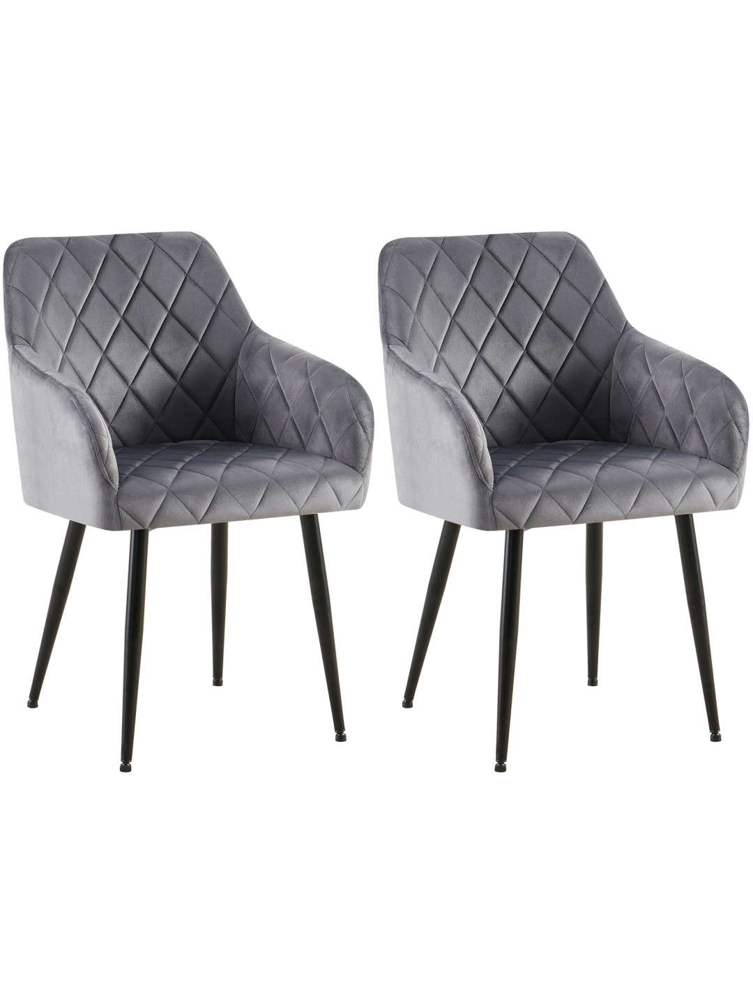 Lot de 2 chaises de salle à manger Monett velours B, gris foncé